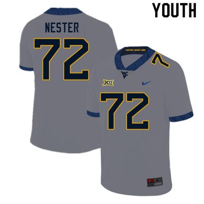 Youth West Virginia Mountaineers NCAA #72 Doug Nester Gray Authentic Nike Stitched College Football Jersey MN15D44QA